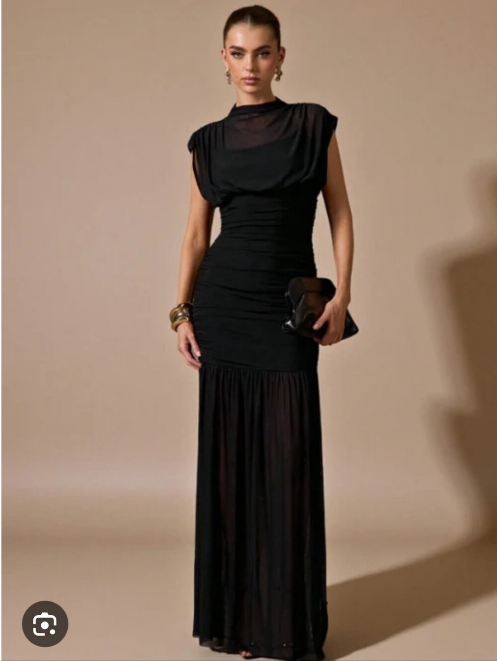Zara Draped Midi Dress Black